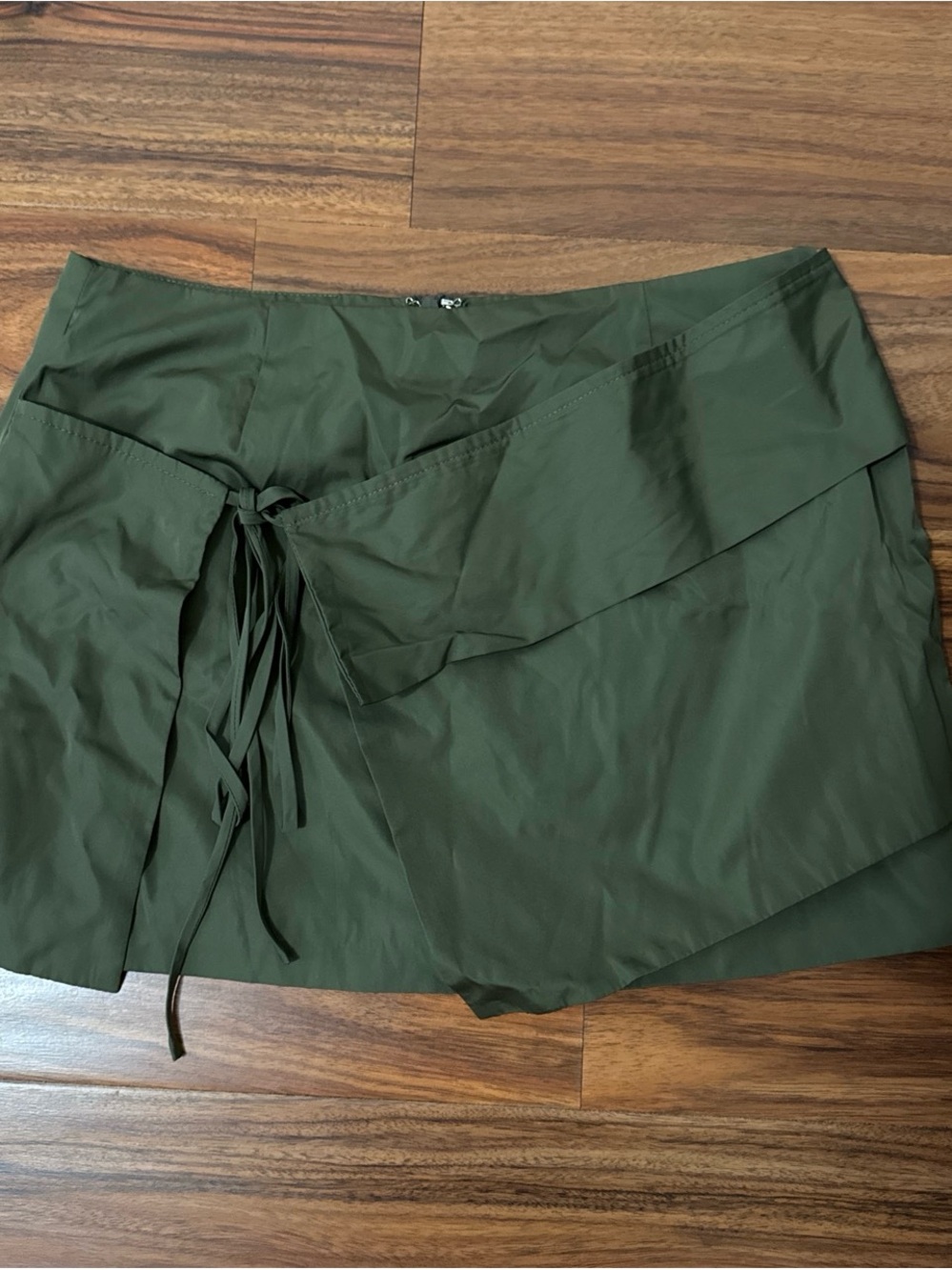 Fashion Nova Olive Green Wrap Tie Mini Skirt